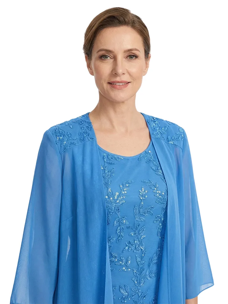 ChicSew Round Neck Long Sleeve Chiffon Jacket Lace Beaded Short Chiffon Mother Of The Bride And Groom Dresses sold by ChicSew product image thumbnail 2