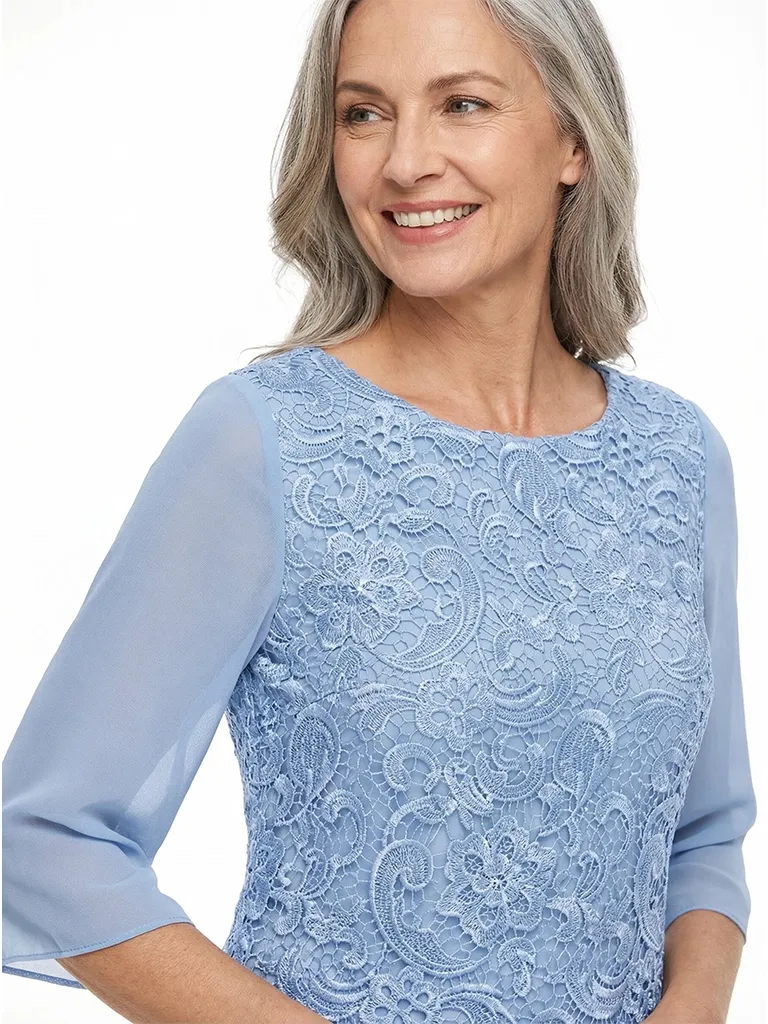 ChicSew Scoop Lace & Chiffon Long Sleeves Two Piece Pant Suit For Mother of The Bride sold by ChicSew product image thumbnail 2