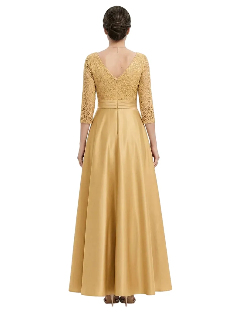 ChicSew V-Neck Long Sleeve Lace Long Satin Trendy Mother Of The Bride And Groom Dresses sold by ChicSew product image thumbnail 3