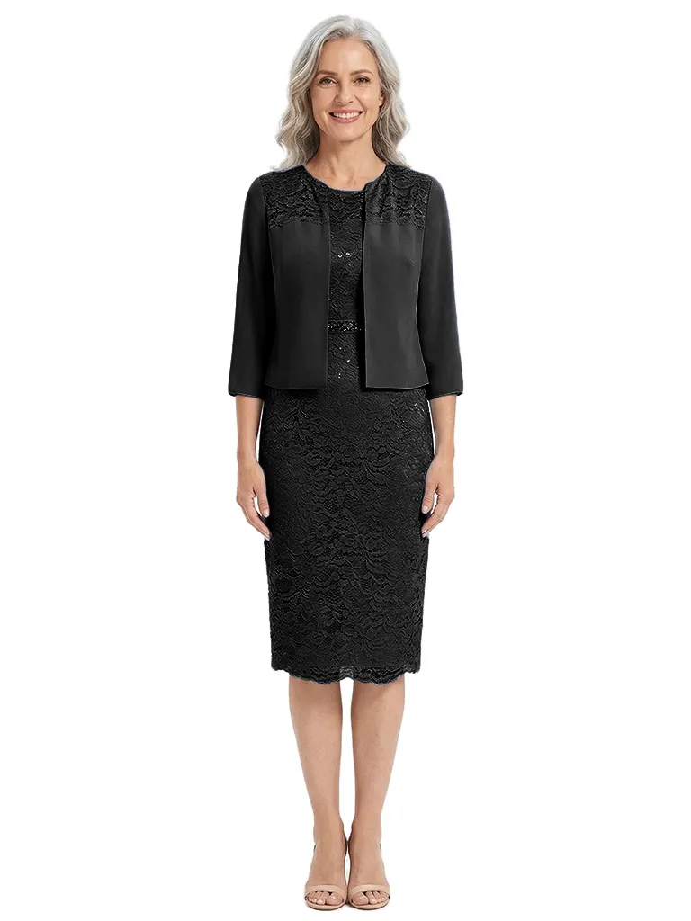 ChicSew Modern Short Lace Sheath Mother Of The Bride Dresses With Lace Chiffon Jacket sold by ChicSew product image thumbnail 4
