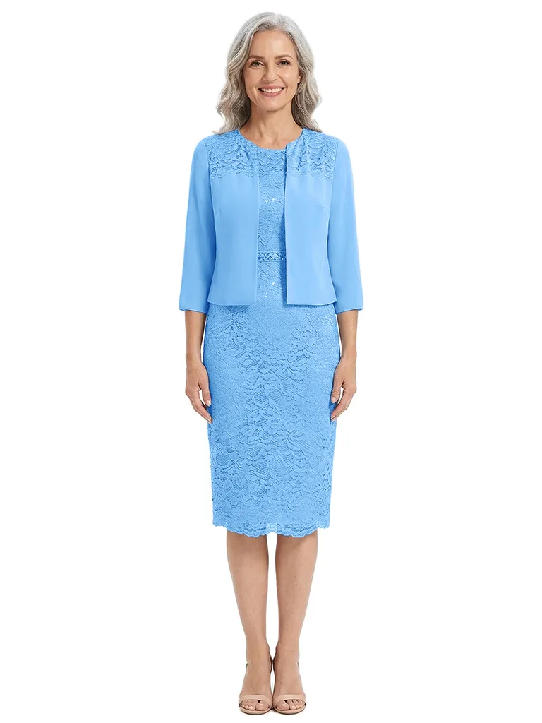 ChicSew Modern Short Lace Sheath Mother Of The Bride Dresses With Lace Chiffon Jacket sold by ChicSew product image thumbnail 5