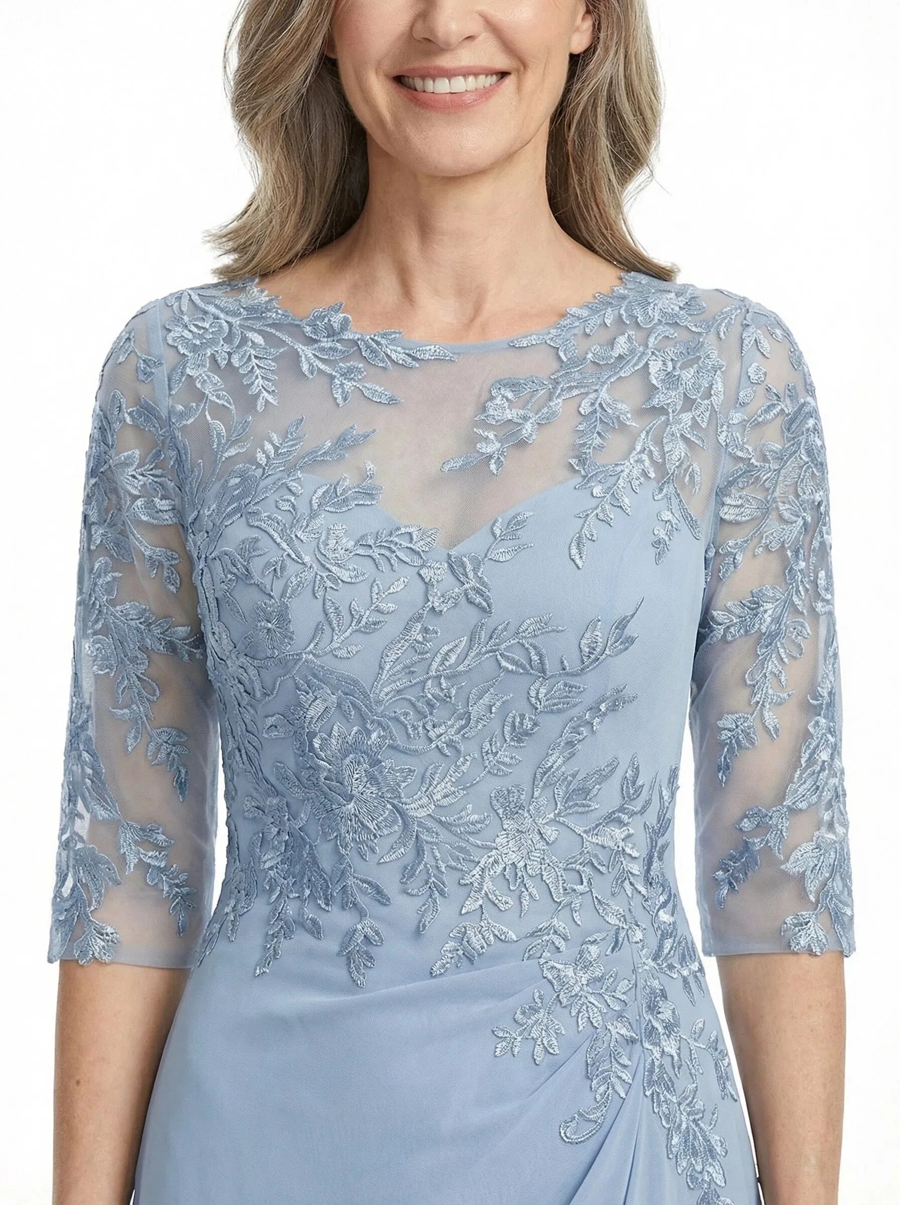 ChicSew Jewel 3/4 Sleeves A-Line Chiffon Floor-Length Lace Appliques Mother Of The Bride Dress sold by ChicSew product image thumbnail 2