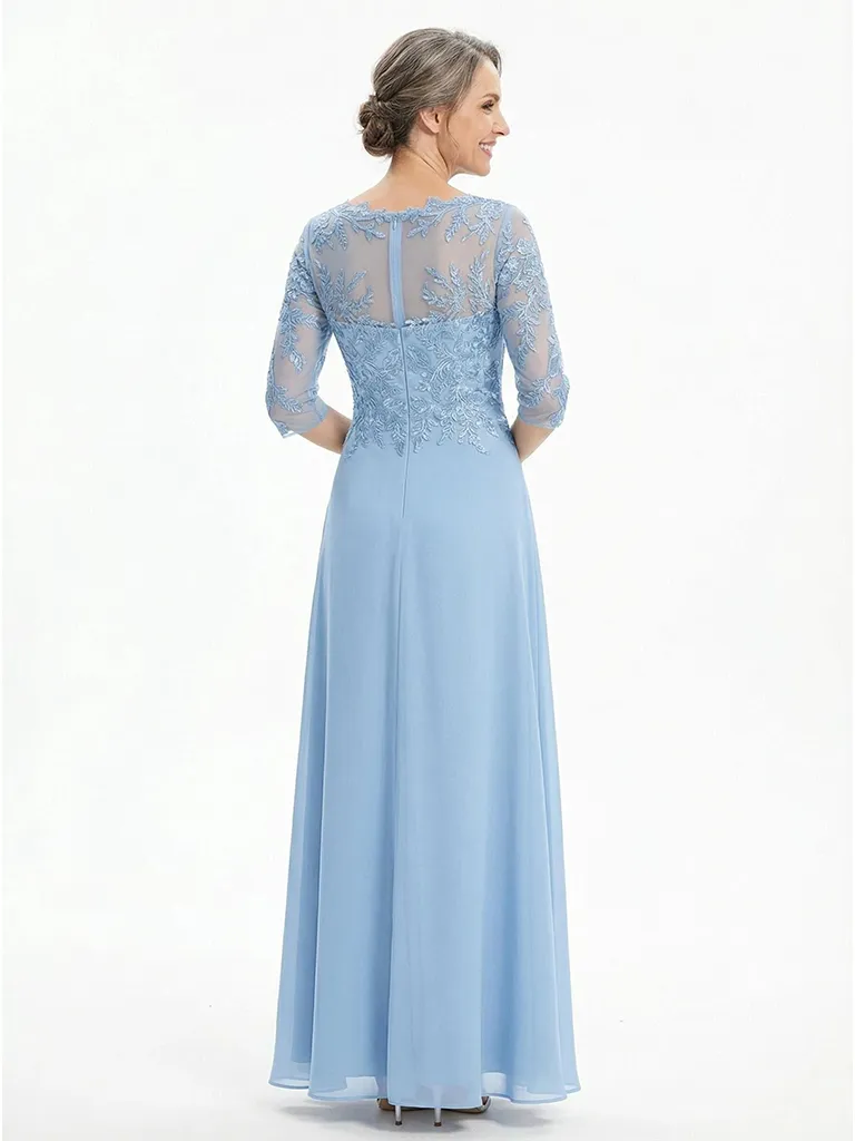 ChicSew Jewel 3/4 Sleeves A-Line Chiffon Floor-Length Lace Appliques Mother Of The Bride Dress sold by ChicSew product image thumbnail 3