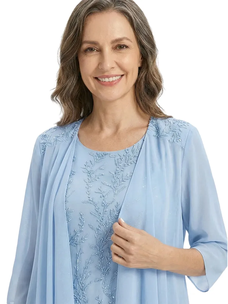 ChicSew Scoop Long Sleeve Chiffon Jacket Lace Beaded Pant Suit Formal Mom Of The Groom Outfits sold by ChicSew product image thumbnail 2