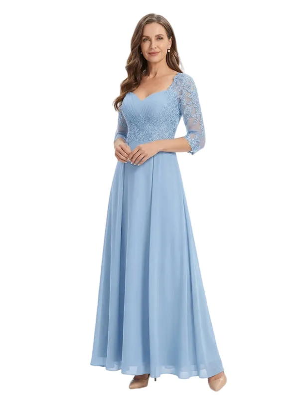 ChicSew Classy Chiffon Mother Of The Bride Dresses With Lace Long Sleeves Maxi Mom Dresses made by ChicSew