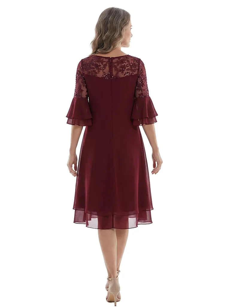 ChicSew Beautiful Flutter Sleeves A-Line Mother Of The Bride Dresses Lace Chiffon Mom Dresses sold by ChicSew product image thumbnail 3