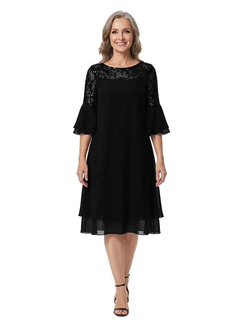 ChicSew Beautiful Flutter Sleeves A-Line Mother Of The Bride Dresses Lace Chiffon Mom Dresses sold by ChicSew product image thumbnail 4