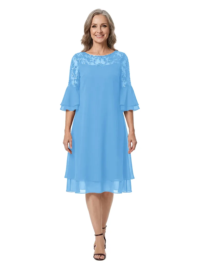 ChicSew Beautiful Flutter Sleeves A-Line Mother Of The Bride Dresses Lace Chiffon Mom Dresses sold by ChicSew product image thumbnail 5
