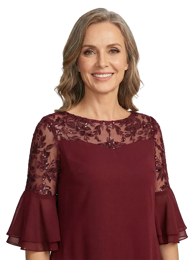 ChicSew Beautiful Flutter Sleeves A-Line Mother Of The Bride Dresses Lace Chiffon Mom Dresses sold by ChicSew product image thumbnail 2