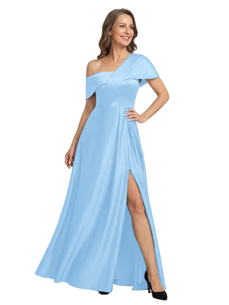 ChicSew Asymmetrical Side Slit Detail Floor Length Satin A-Line Modern Mother of the Bride Dresses sold by ChicSew product image thumbnail 5