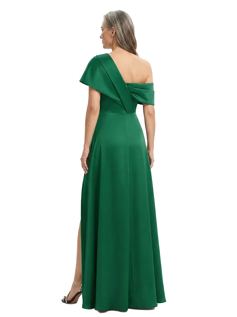 ChicSew Asymmetrical Side Slit Detail Floor Length Satin A-Line Modern Mother of the Bride Dresses sold by ChicSew product image thumbnail 3