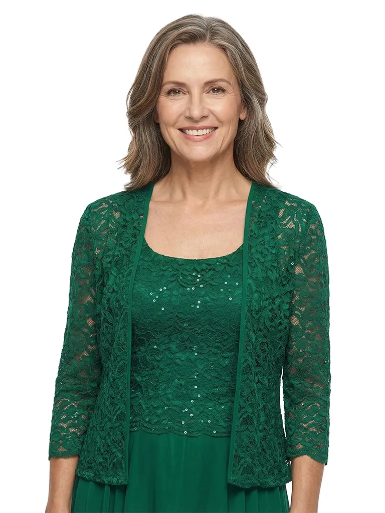 ChicSew Long Sleeve Lace Jacket Lace Beaded Long Chiffon Casual Mother Of The Bride And Groom Dresses sold by ChicSew product image thumbnail 2