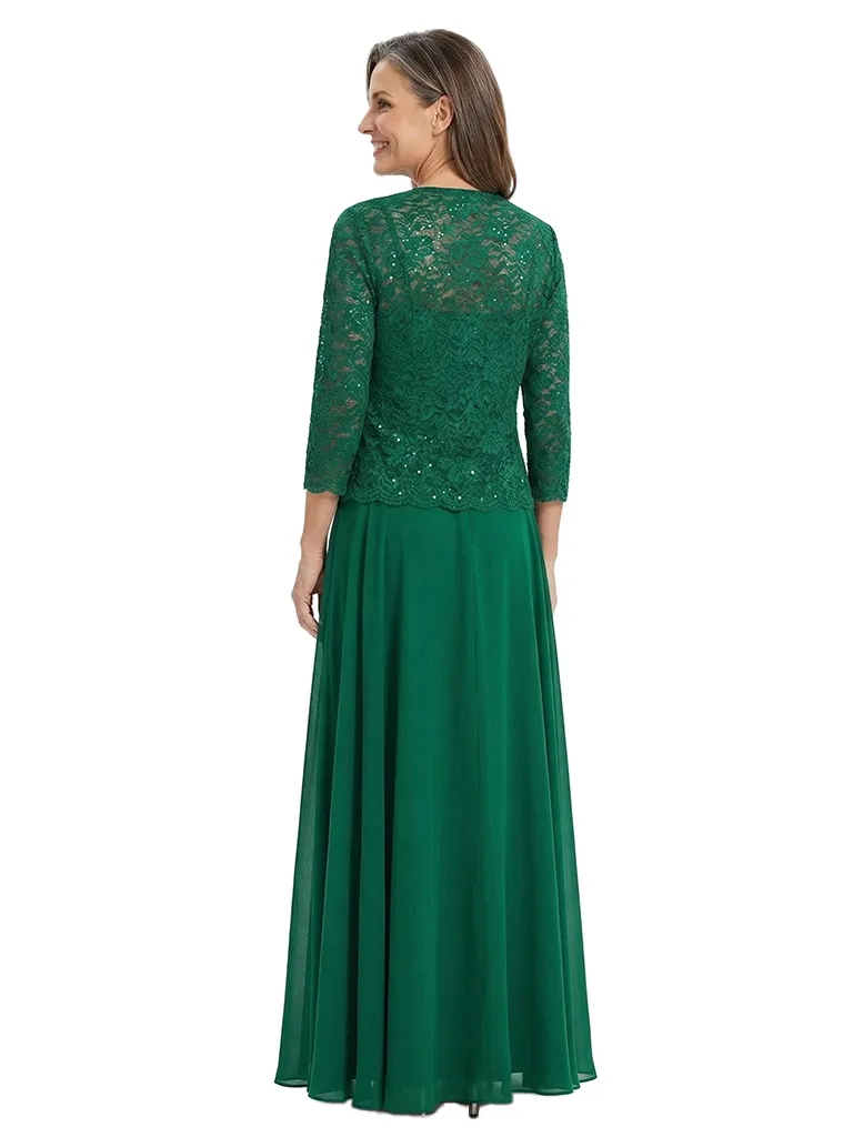 ChicSew Long Sleeve Lace Jacket Lace Beaded Long Chiffon Casual Mother Of The Bride And Groom Dresses sold by ChicSew product image thumbnail 3