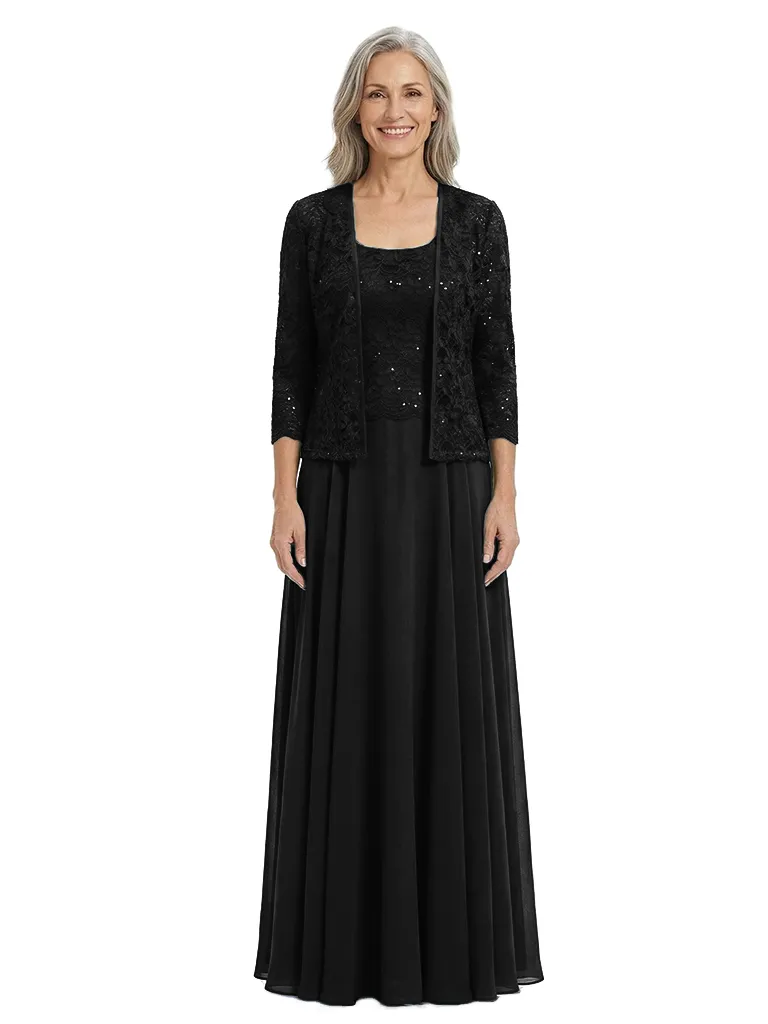 ChicSew Long Sleeve Lace Jacket Lace Beaded Long Chiffon Casual Mother Of The Bride And Groom Dresses sold by ChicSew product image thumbnail 4