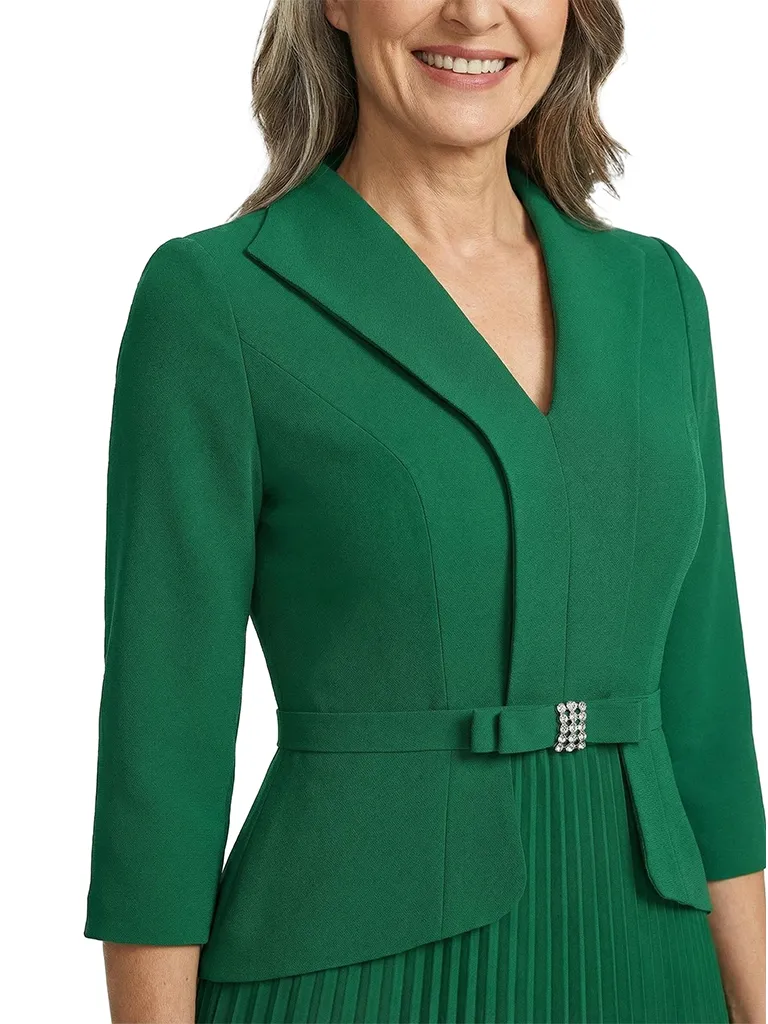 ChicSew V-Neck Long Sleeve Pleated Skirt Long Chiffon Mother Of The Bride And Groom Dresses sold by ChicSew product image thumbnail 2