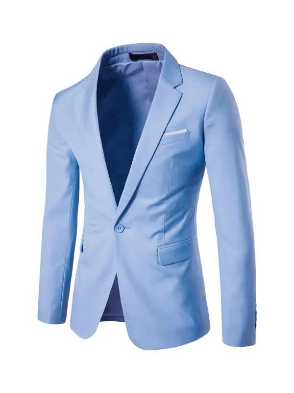 Sky blue Men's Casual single Piece Suit Notch Lapel Flat Tuxedos CN527 made by ChicSew