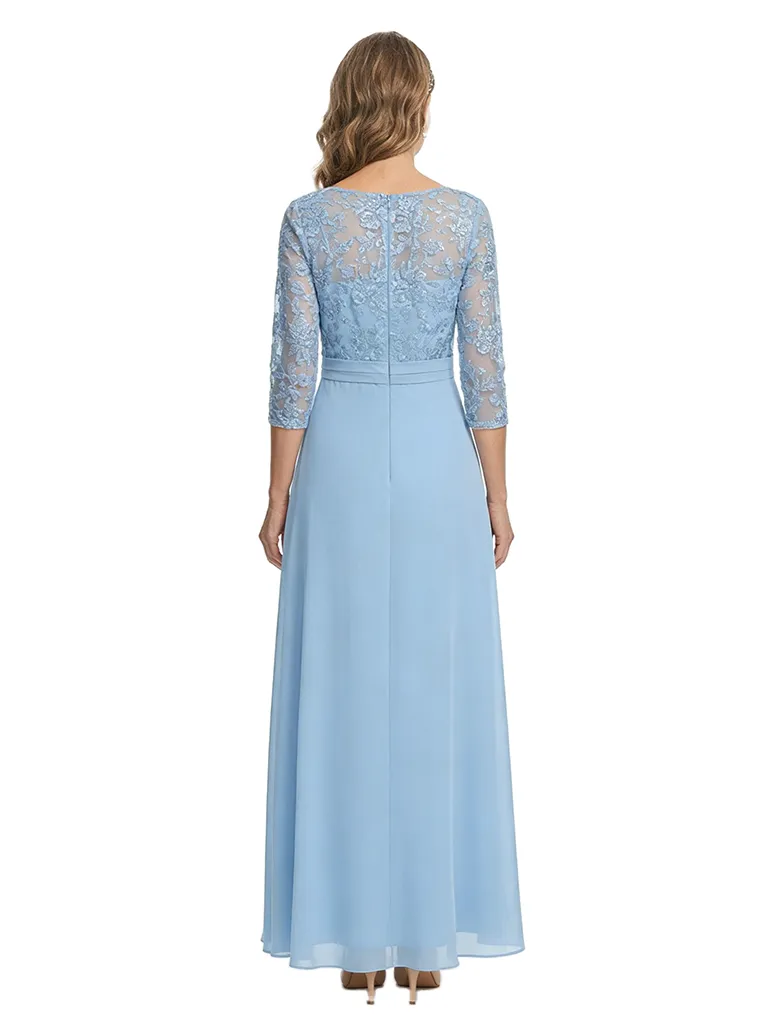 ChicSew Classy V-Neck Ruched Chiffon Lace Long Sleeve Mother Of The Bride Dresses sold by ChicSew product image thumbnail 3