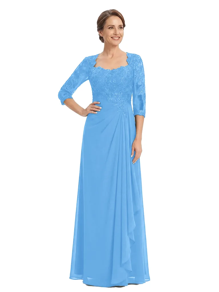 ChicSew Lace Long Sleeve Ruffle Floor Length Chiffon Mom Of The Groom Dresses sold by ChicSew product image thumbnail 5