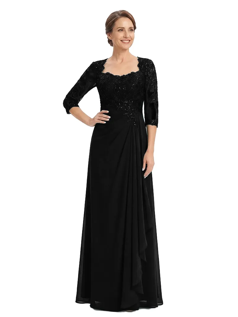 ChicSew Lace Long Sleeve Ruffle Floor Length Chiffon Mom Of The Groom Dresses sold by ChicSew product image thumbnail 4