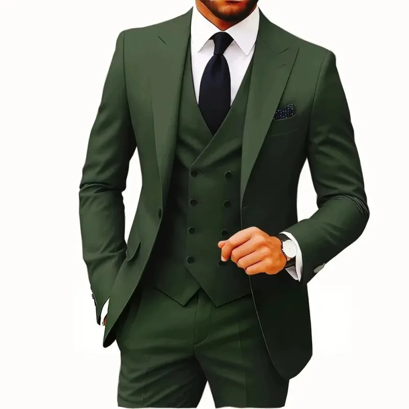 Clover Casual Men's 3 Pieces Mens Suit Regular Fit Notch Lapel Tuxedos (Blazer+vest+Pants) CN553 made by ChicSew