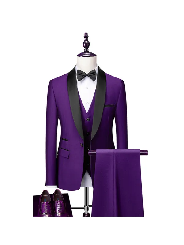 Grape Classic 3 Piece Men's Suit with Regular Fit and Sophisticated Peak Lapel CN543 made by ChicSew