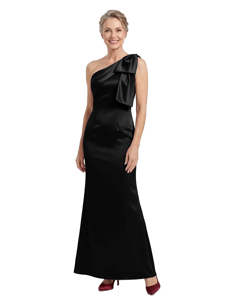 ChicSew Modern One Shoulder Satin Sheath Mother Of The Groom Gown With Unique Bow Detail sold by ChicSew product image thumbnail 4
