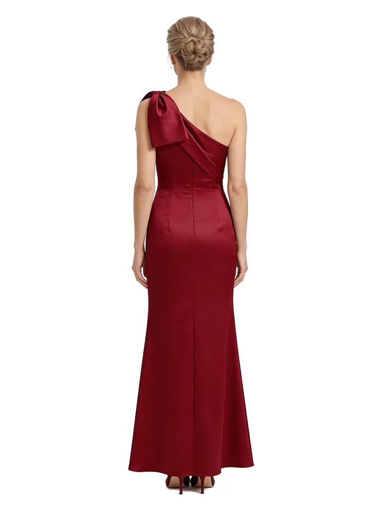 ChicSew Modern One Shoulder Satin Sheath Mother Of The Groom Gown With Unique Bow Detail sold by ChicSew product image thumbnail 3