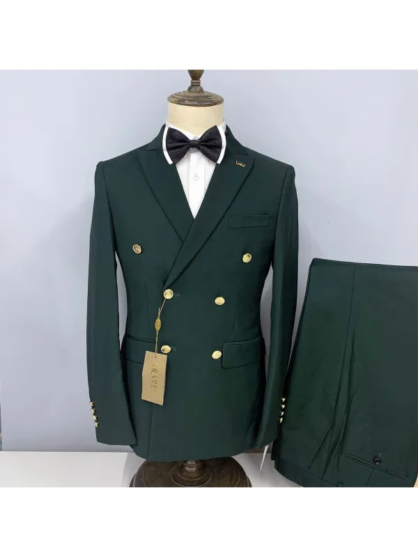 Moss Casual Men's Suit Slim Fit Double Breasted 3 Piece Business Tuxedos CN538 made by ChicSew