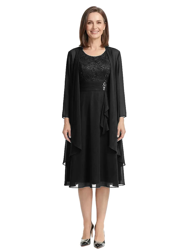 ChicSew Scoop Long Sleeve Chiffon Jacket Lace A-Line Mother Of The Bride And Groom Dresses sold by ChicSew product image thumbnail 4
