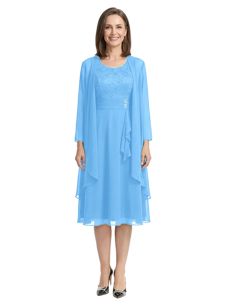 ChicSew Scoop Long Sleeve Chiffon Jacket Lace A-Line Mother Of The Bride And Groom Dresses sold by ChicSew product image thumbnail 5