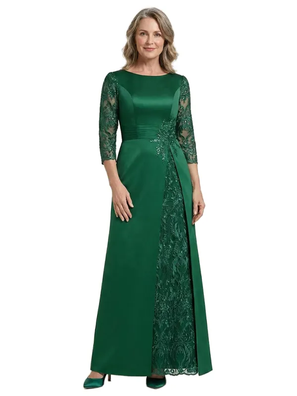 ChicSew Jewel Lace Long Sleeve Satin Floor-Length Mermaid Mother of the Bride Dresses made by ChicSew
