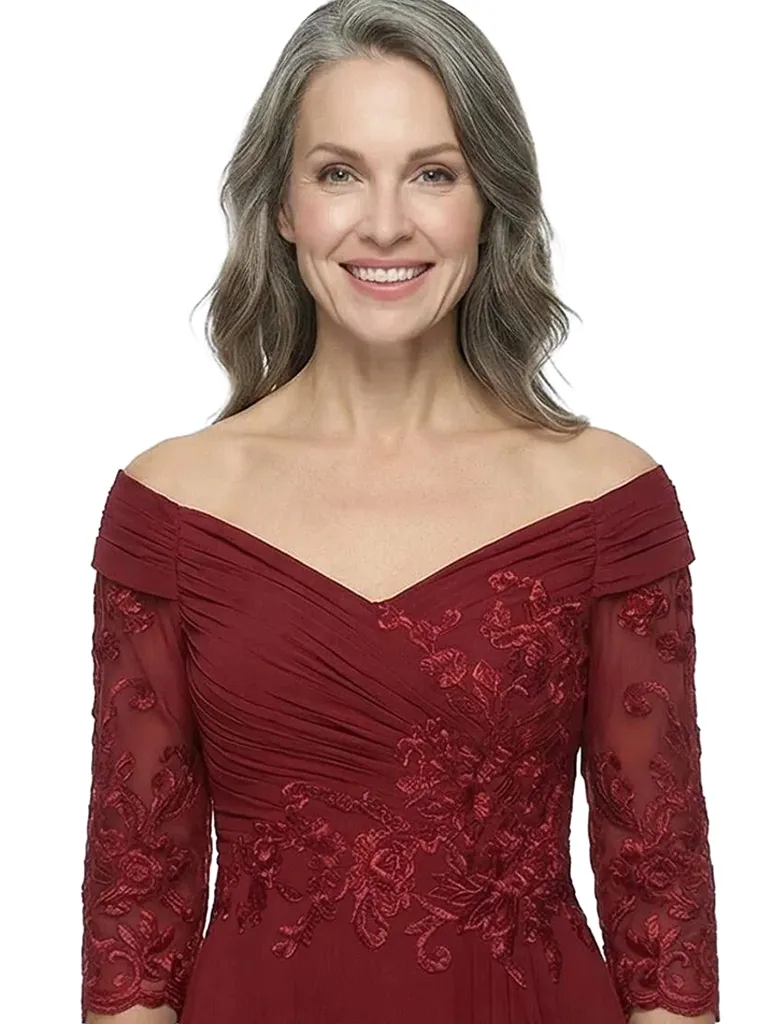 ChicSew Off Shoulder Chiffon Lace Mother Of The Groom Dresses High-Low Ruffle Formal Gowns sold by ChicSew product image thumbnail 2