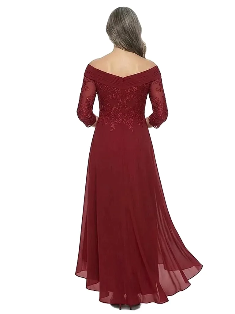 ChicSew Off Shoulder Chiffon Lace Mother Of The Groom Dresses High-Low Ruffle Formal Gowns sold by ChicSew product image thumbnail 3