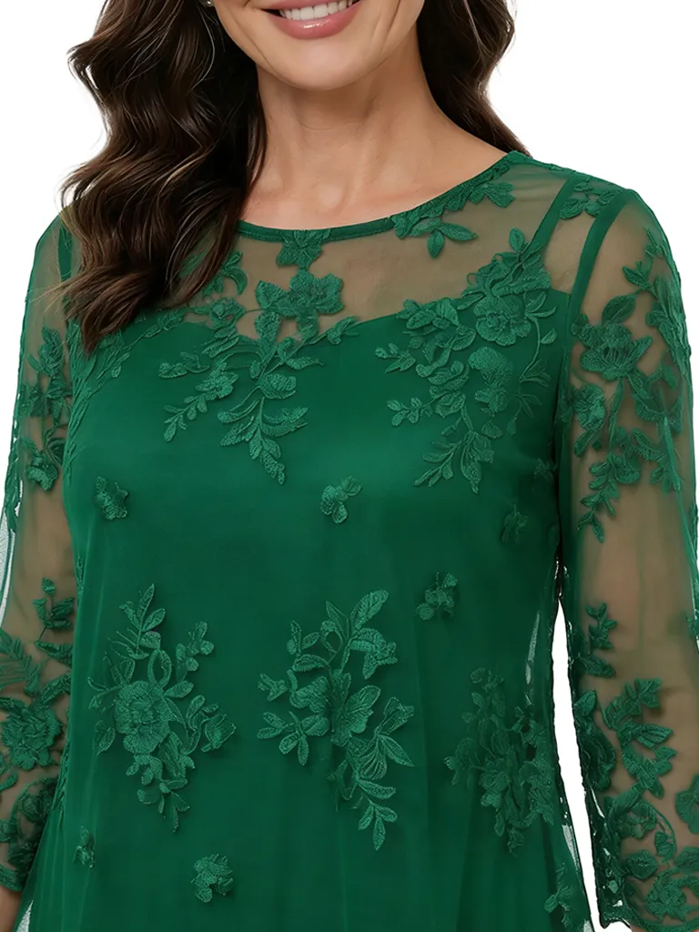 ChicSew Modern Sheath 3/4 Sleeves Chiffon Mother Of The Groom Dress With Lace Applique Knee Length sold by ChicSew product image thumbnail 2