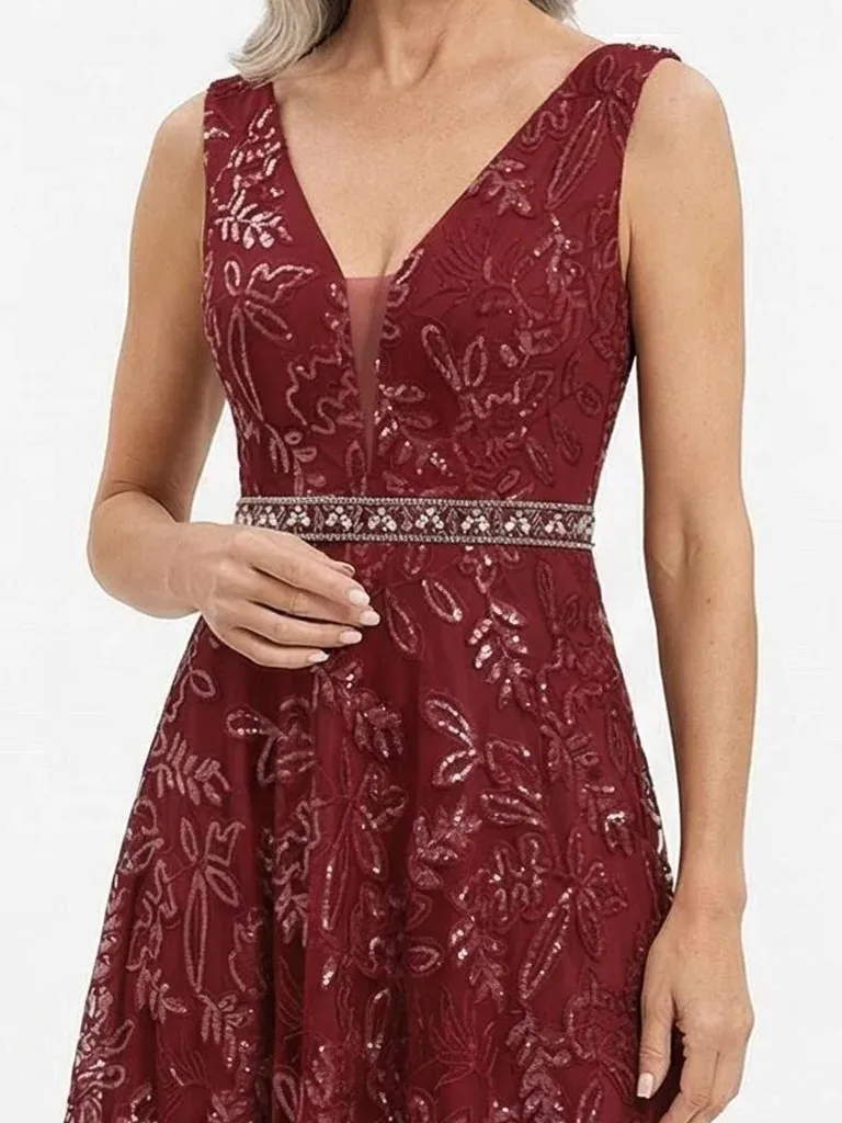 ChicSew V-Neck Sequins Lace Applique Beaded Waist Floor Length Chiffon Formal Gown Mother Of The Bride Dresses sold by ChicSew product image thumbnail 2