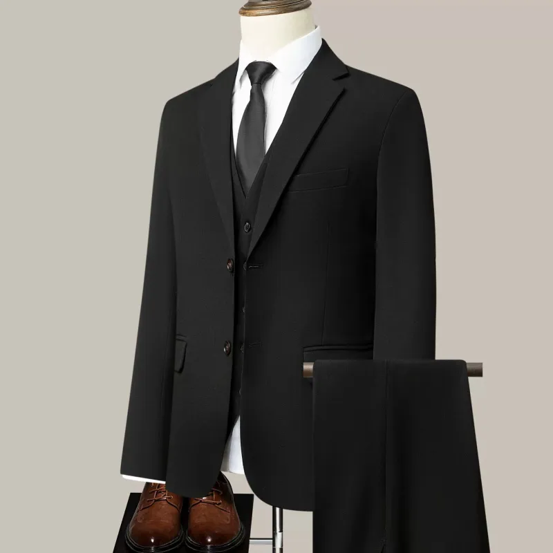 Black Elegant Men's Business Casual Formal Suit for Wedding Banquet Groomsmen's Suit made by ChicSew