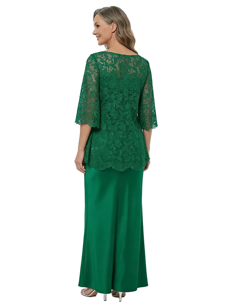 ChicSew Modern Two Piece Silky Satin Sheath Lace Bodice Mother Of The Bride Outfit sold by ChicSew product image thumbnail 3
