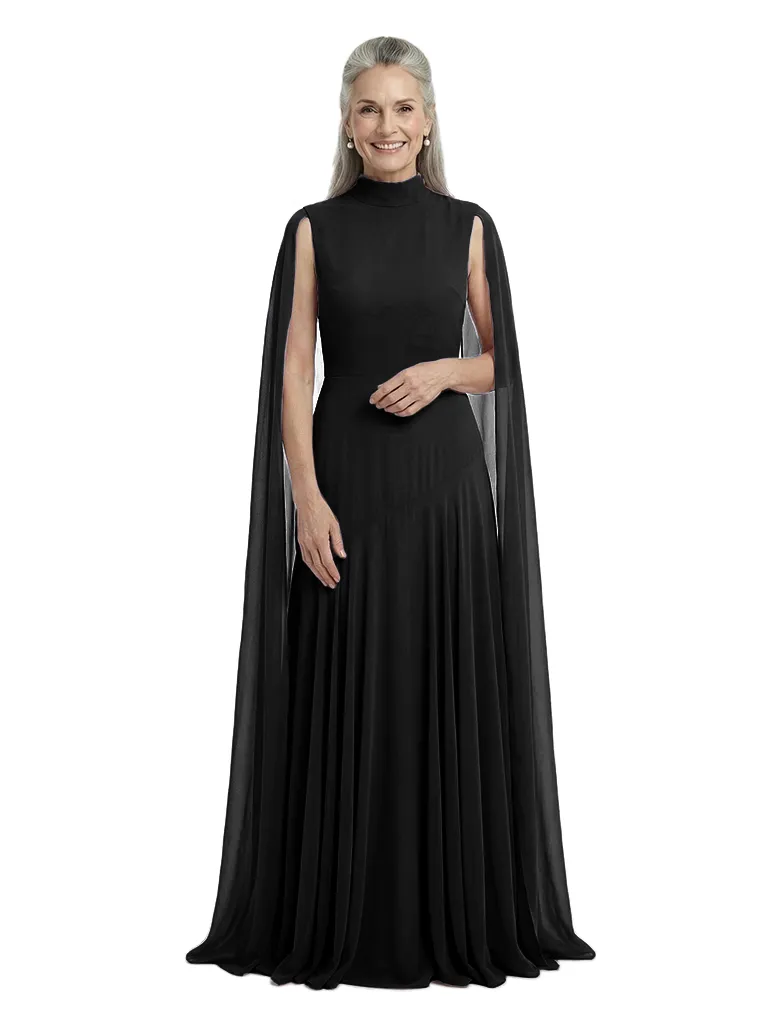 ChicSew Beautiful High-Neck A-Line Mother Of The Groom Dresses With Chiffon Cape sold by ChicSew product image thumbnail 4