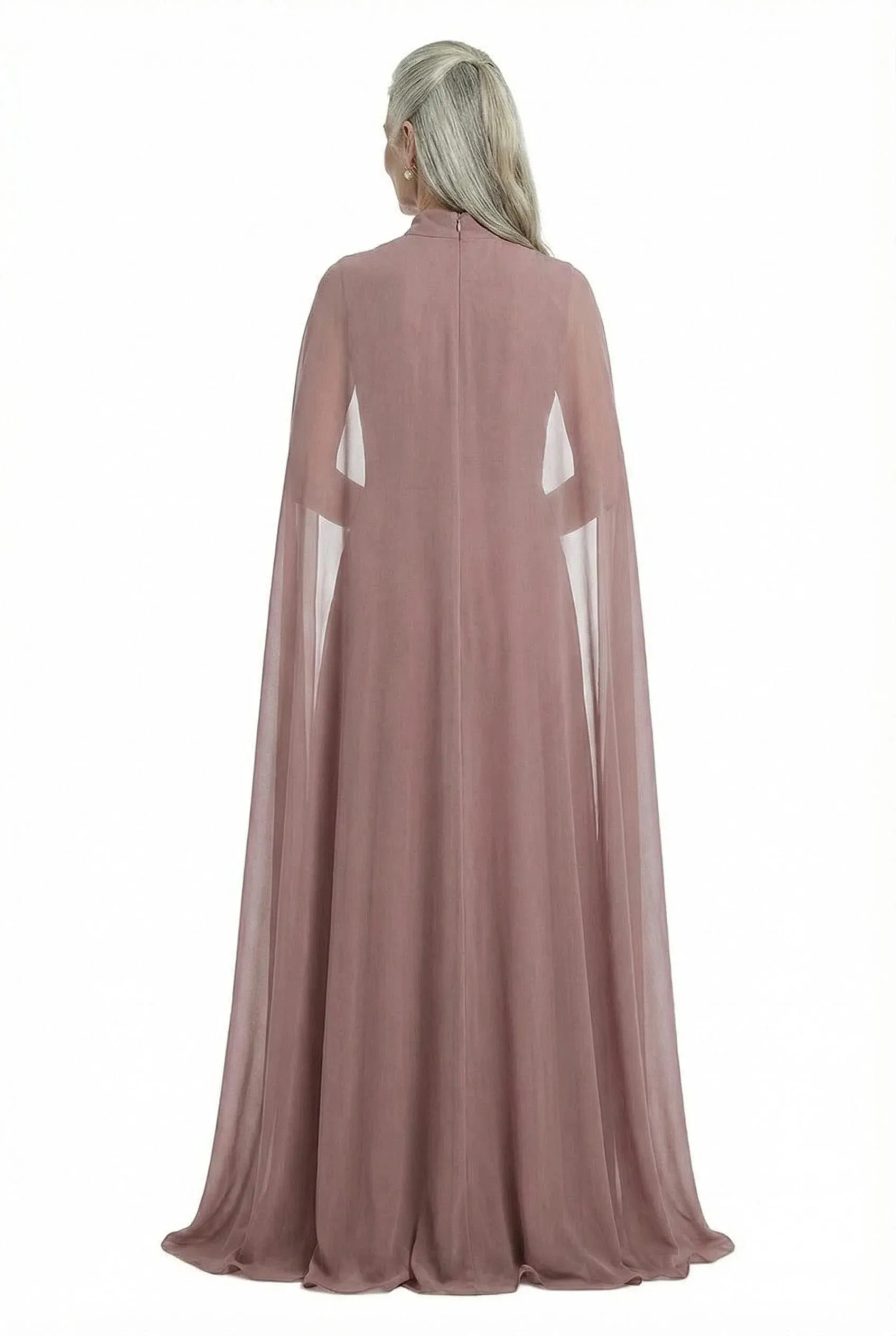 ChicSew Beautiful High-Neck A-Line Mother Of The Groom Dresses With Chiffon Cape sold by ChicSew product image thumbnail 3
