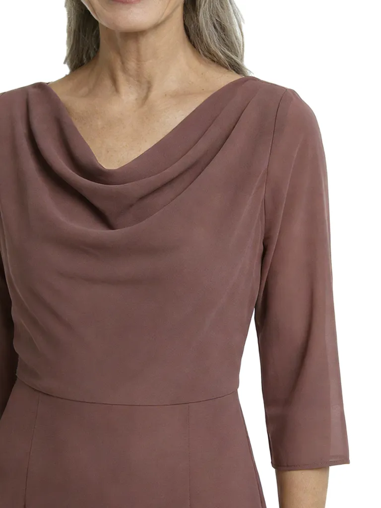 ChicSew Cowl 3/4 Sleeves Knee Length Chiffon Sheath Romantic Mom Of The Groom Dresses sold by ChicSew product image thumbnail 2