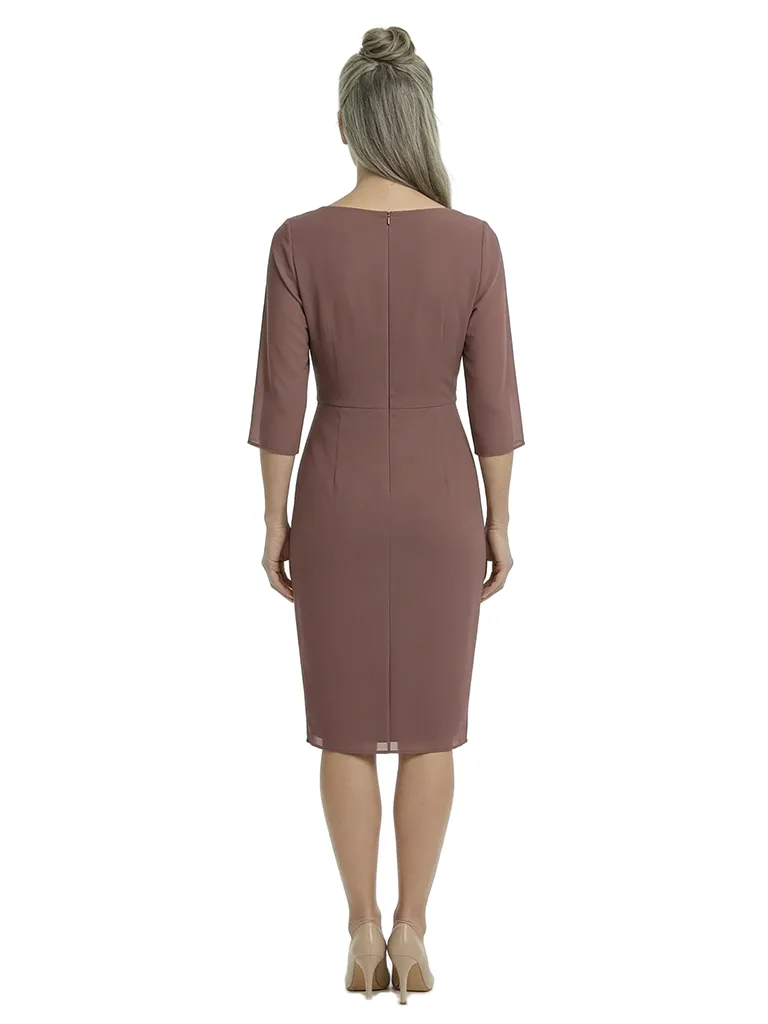 ChicSew Cowl 3/4 Sleeves Knee Length Chiffon Sheath Romantic Mom Of The Groom Dresses sold by ChicSew product image thumbnail 3