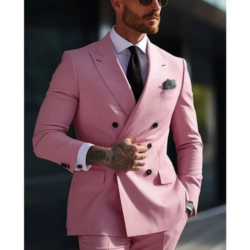 Pink Casual Men's 2 Pieces Mens Suit Regular Fit Notch Lapel Tuxedos (Blazer+Pants) sold by ChicSew
