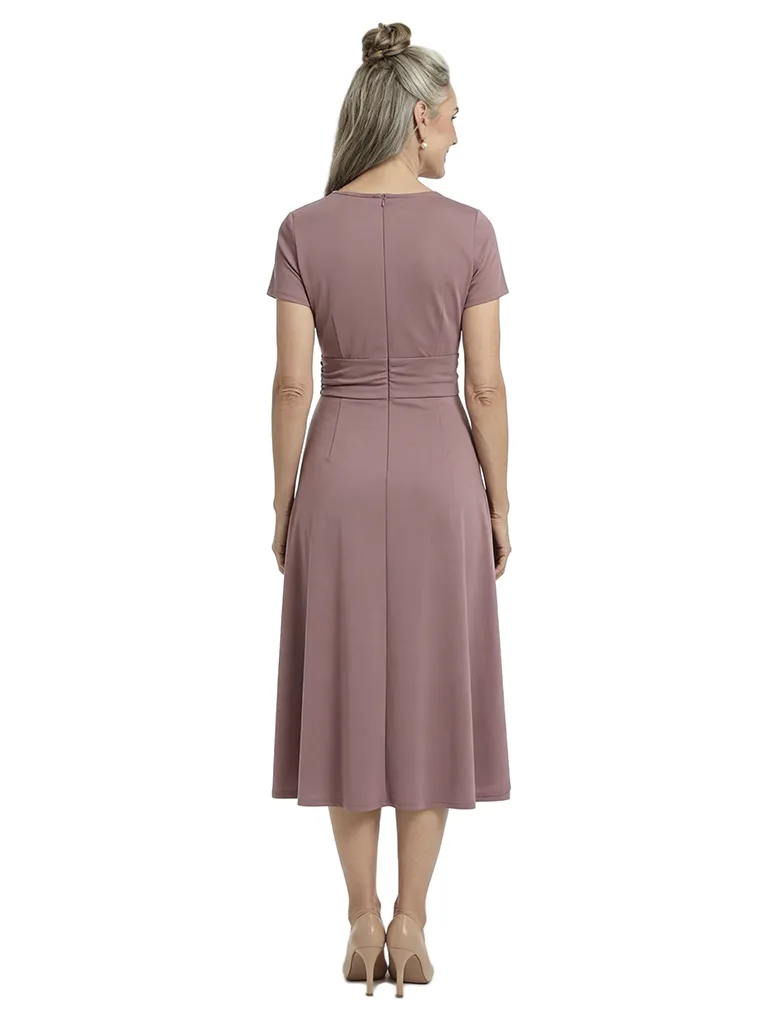 ChicSew V-Neck Short Sleeve A-Line Ruched Tea Length Chiffon Fancy Mother of the Bride Dresses sold by ChicSew product image thumbnail 3