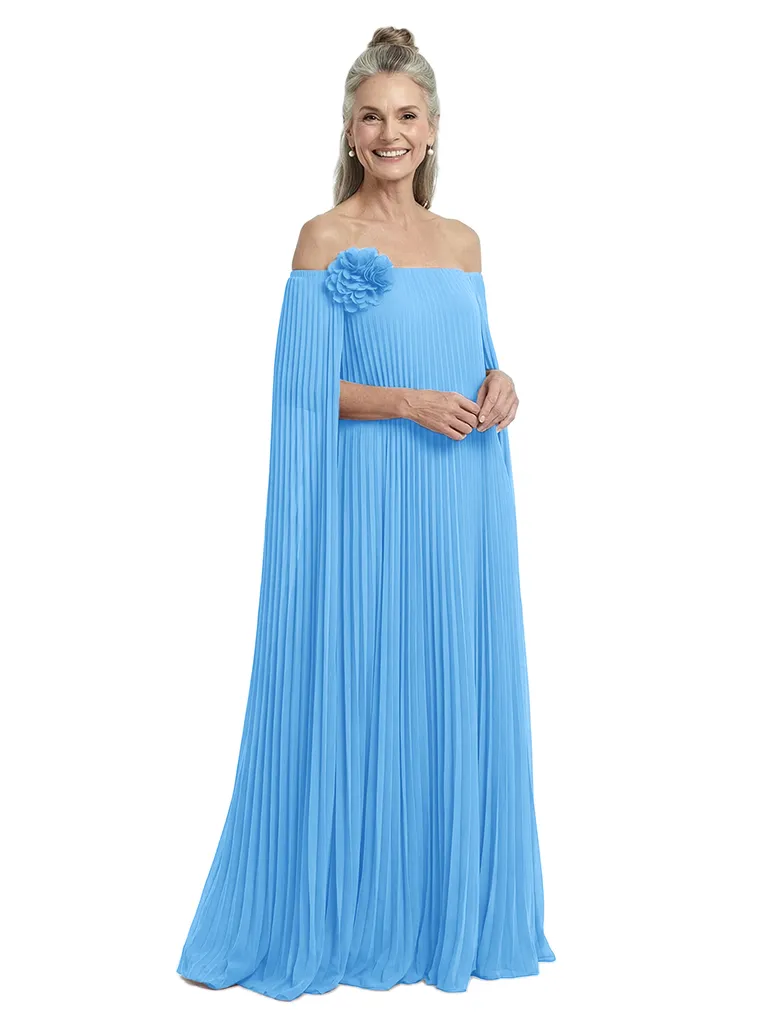 ChicSew Pleated Floral Applique Floor Length Chiffon Romantic Mom Of The Groom Dresses sold by ChicSew product image thumbnail 5