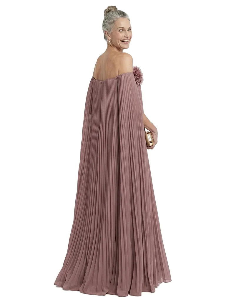 ChicSew Pleated Floral Applique Floor Length Chiffon Romantic Mom Of The Groom Dresses sold by ChicSew product image thumbnail 3