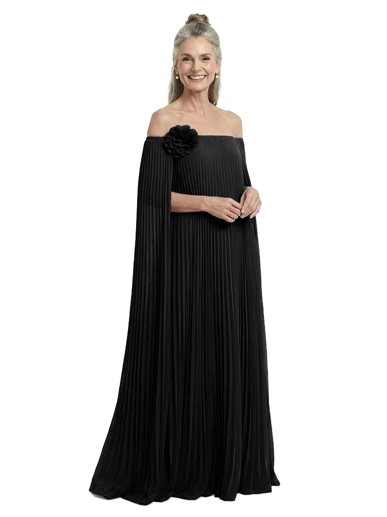 ChicSew Pleated Floral Applique Floor Length Chiffon Romantic Mom Of The Groom Dresses sold by ChicSew product image thumbnail 4