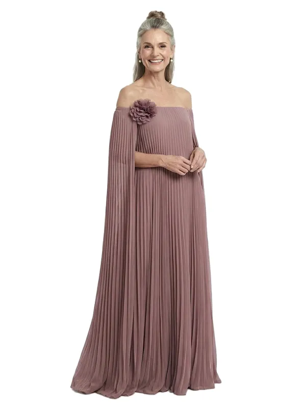 ChicSew Pleated Floral Applique Floor Length Chiffon Romantic Mom Of The Groom Dresses made by ChicSew