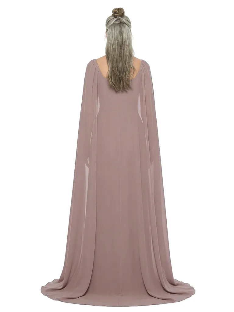 ChicSew Square Cape Sleeve Floor Length Chiffon Modern Mom Of The Groom Dresses sold by ChicSew product image thumbnail 3