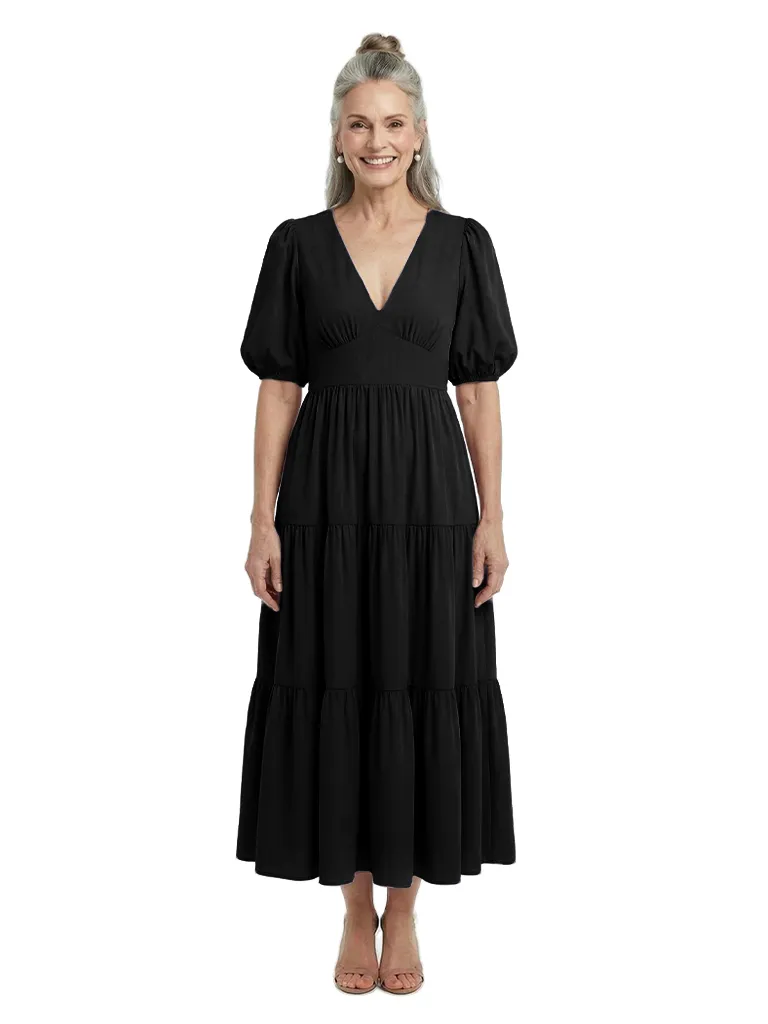 ChicSew V-Neck Short Sleeve Tea Length Chiffon Casual Mother Of The Bride Dresses sold by ChicSew product image thumbnail 4