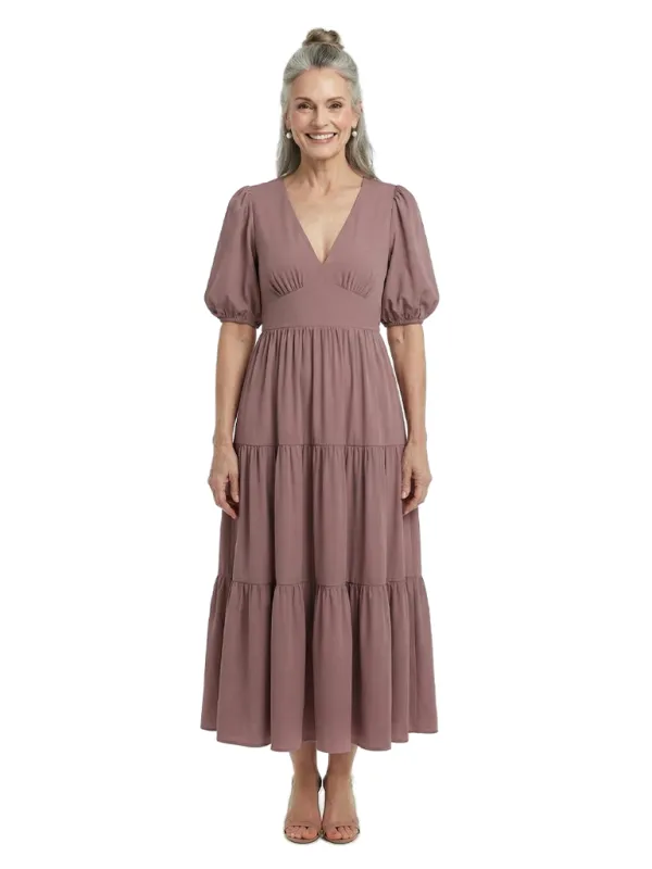 ChicSew V-Neck Short Sleeve Tea Length Chiffon Casual Mother Of The Bride Dresses made by ChicSew